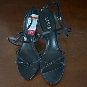 Lauren Ralph Lauren Black Strappy High-Heel Sandals
